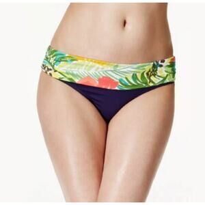 Anne Cole Women’s Hipster Bikini Swim Bottoms Navy Blue Orange Yellow NEW S NWT